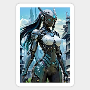 Anime Cybernetic Female Soldier Cyborg Mecha futuristic poster Sticker